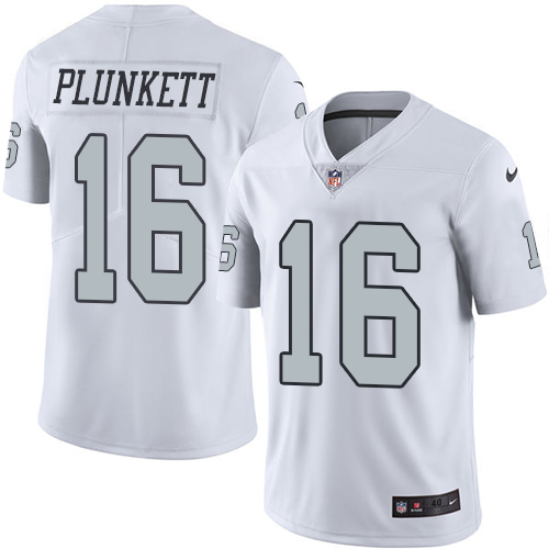 Men's Elite Jim Plunkett Nike Jersey White - #16 Rush NFL Oakland Raiders